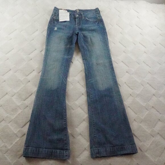 7 For All Mankind Dojo Jeans Womens 24 Western Rodeo Cowgirl Wide Flare Leg - Picture 2 of 11